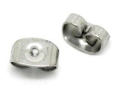 [6373 X-STAS-S028-11] Poussette boucle d'oreille, INOX argenté, 6x4.5x3mm, trou 0.7mm