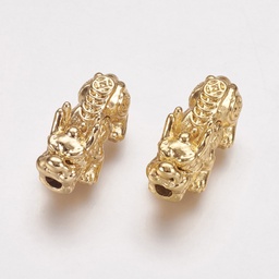 [PALLOY-L205-06A] Perles en laiton plaqué or 24k, pixiu, 20x9x9mm, trou: 2.5mm