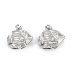 [STAS-C026-13A-P] Pendentif INOX argenté, poisson, 13x12x4mm, Trou: 1mm