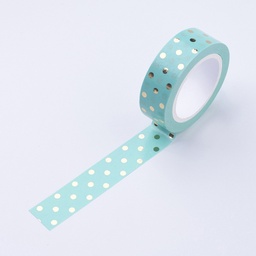 [DIY-F014-C23] Masking tape, bande de papier adhésif, turquoise &amp; doré, 15mm x 10m