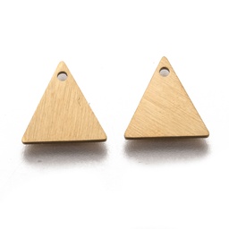 [STAS-O133-04A-G] Pendentif INOX doré, placage ionique, triangle, 10x10x1mm, Trou : 1mm