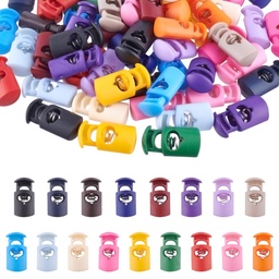 [254859] Verrou plastique à ressort pour cordon, 17 couleurs, 14x27x9mm, trou 7.5x3mm