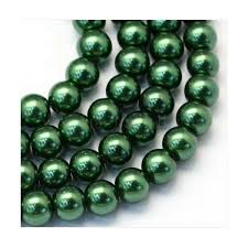 [4.3v] Perle nacrée verte, 6mm, trou 1.5mm x 40