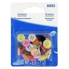 [x053] Boutons à chemises, 4 trous, multicolore, 11mm x 30