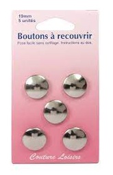 [47319] Boutons à recouvrir, en métal argent, 19mm x 5