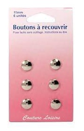 [47311] Boutons à recouvrir, en métal argent, 11mm x 6