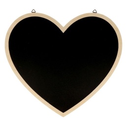 [14003332] Tableau noir pour craie, en forme de coeur, avec attaches, 30x27x0.5cm