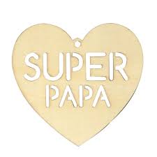 [14001949] Coeur en bois &quot;SUPER PAPA&quot;, 16x15x0.3cm