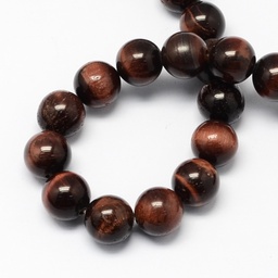 [r193   G-R193-08-6mm] Pierre Oeil du tigre rouge, naturelle, grade A, rouge marron, ronde, 6mm, trou 1mm
