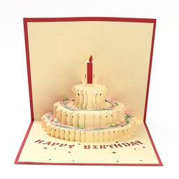 [Z004] Cartes d'anniversaire rouge avec enveloppe beige 15x15cm