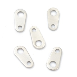 [STAS-G245-04C] Attache pour fermoir INOX argenté, 9x6.5x3x0.5mm, trou 0,9mm et 1,5mm
