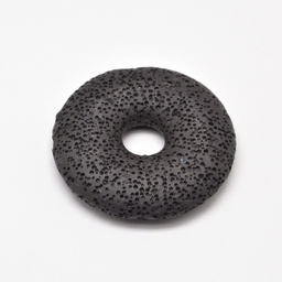 [X-G-M203-04] Pierre de lave naturelle, noire, donut, 50x11mm trou 10mm