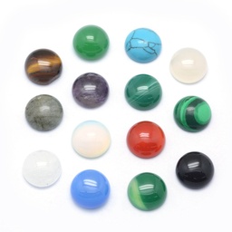 [X-G-P393-R-6mm] Cabochons en pierres gemmes naturelles mixtes, plat rond, 6x3mm
