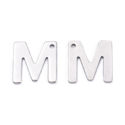 [STAS-S036-M] Pendentif INOX argenté, lettres au choix, hauteur 11mm, trou 1mm