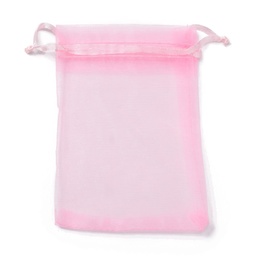 [OPR01602   OP-R016-9x12cm-02] Pochette cadeau en organza, rose, 12x9 cm