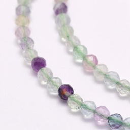 [f509 G-F509-38-3mm] Pierre Fluorite, naturelle, ronde à facettes 3mm, Trou: 0.5mm