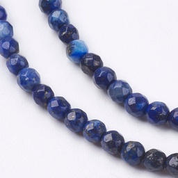 [X-G-K020-3mm-23] Pierre Lapis Lazuli, bleue grade AAA, ronde à facette, 3mm, trou 0.5mm