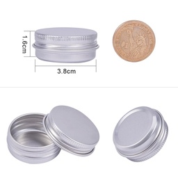 [bc000482 CON-BC0004-82] Boîte/contenant en aluminium, ronde, grise, contenance 10ml