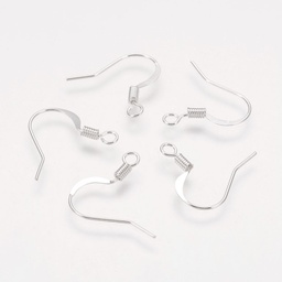 [KK-Q366-S-NF] Crochet boucle d'oreille, laiton, couleur argent clair, 17mm