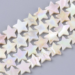 [X-SHEL-N026-07B] Perle en nacre naturelle, forme étoile, 13x13x3mm, trou 0,9mm