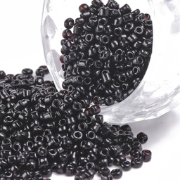 [c049   SEED-C019-2mm-49] Perles de rocaille opaques taille 2 mm, trou 1 mm, sachet d'env. 12 gr, noir