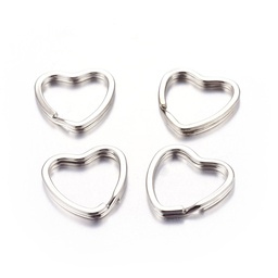 [8615] Porte clé, coeur, argenté, 31mm épaisseur 3mm