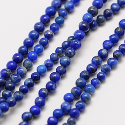 [X-G-A130-3mm-28] Pierre Lapis Lazuli, bleue, ronde, 3mm, trou 0.5mm