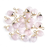 [G-S344-09E] Pendentif Quartz rose, ovale à facettes contour doré, 15x8x5,5mm, trou 1,8mm, l'unité
