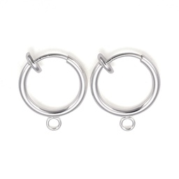 [STAS-L238-025P] Boucle d'oreille INOX, créoles avec clips à vis , 17x13x4.5mm, Trou: 2mm