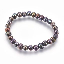 [BJEW-JB03912] Bracelet en perles de nacre bleue/rose, 5cm
