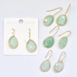 [EJEW-L228-01D] Boucles d'oreilles Amazonite, laiton doré, goutte , 25.5~32x13.5x5 mm, broches: 0.8 mm