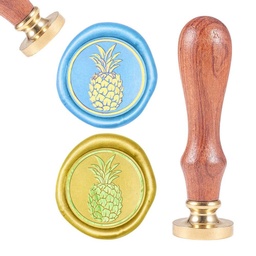 [AJEW-WH0098-05L] Tampon/Sceau de cire en laiton, doré, ananas, 89.5mm, timbre: 2.45x1.45cm