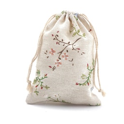 [ABAG-S003-07A] Pochette en coton bio, imprimé fleurs, 18x13 cm