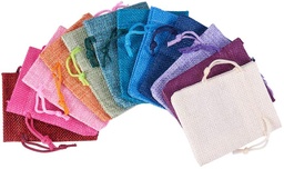 [ABAG-PH0002-07] Pochette cadeau en toile de jute, 9x7 cm, lot de 15, coloris assortis