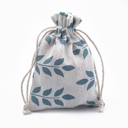 [ABAG-T006-A04] Pochette en polycoton, imprimé feuilles, 14x10 cm