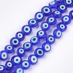 [LAMP-S191-02B-12] Perle mauvais oeil, bleu, 7,5x3mm, trou 1mm, unité