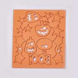 [AJEW-TAC0019-12E] Kit de formes de mousse autocollantes, motifs halloween, orange, 16.4x14.5x0.21cm, la feuille