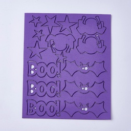 [AJEW-TAC0019-12C] Kit de formes de mousse autocollantes, motifs halloween, violet, 19.7x16.5x0.18cm, la feuille