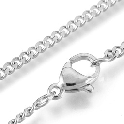 [MAK11   MAK-K004-11P] Collier chaîne INOX argenté, largeur 2mm longueur 60cm