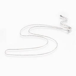 [X-NJEW-P222-05P] Collier de chaîne en laiton argenté, plaqué platine, largeur 0,6mm longueur 43cm