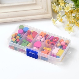 [WOOD-X0003-B] Kit de perles en bois colorées pour enfants, taille, forme et couleurs mixtes
