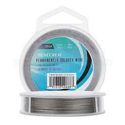[TWIR-BC0001-12-0.3mm] Câble INOX, revêtu de nylon, couleur argent, 0.3mm, 28GA, bobine de 100m