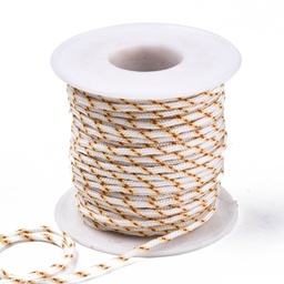 [OCOR-N006-002B-14] Découpe de Paracorde, nylon, blanc avec tâche orange, rond, diam 2mm - le mètre