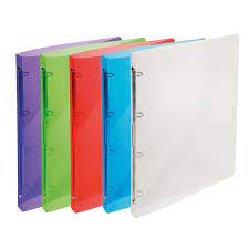 Classeur A4, 4 anneaux, PVC fin, coloris assortis
