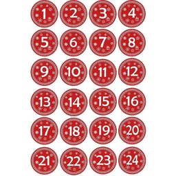 [STIC-PW0003-82M] Stickers autocollants calendrier de l'avent, nombres 1 à 24, diam 45mm x 24 pièces