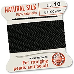 Fil de soie naturel noir BEADCORD 2mètres, épaisseurs 02(0.45mm), 03(0.5mm), 04(0.6mm), 06(0.7mm), 08(0.8mm)