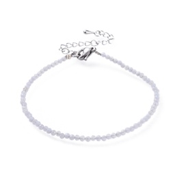 [55503] Bracelet de pierres fines facettées, fermoir INOX, 18.5cm, Cristal de Quartz