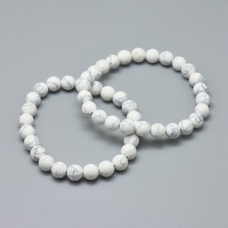 [K212B009] Bracelet en Howlite, perles rondes 8mm, diam env. 5.5/6cm