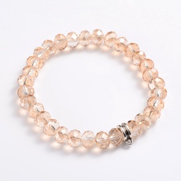 [BJEW-JB02012-05] Bracelet élastique en perles de verre facettées, couleur or clair, à personnaliser avec un pendentif, diam 6cm