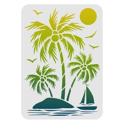 [DIY-WH0202-232] Pochoir format 29.7x21cm, île tropicale